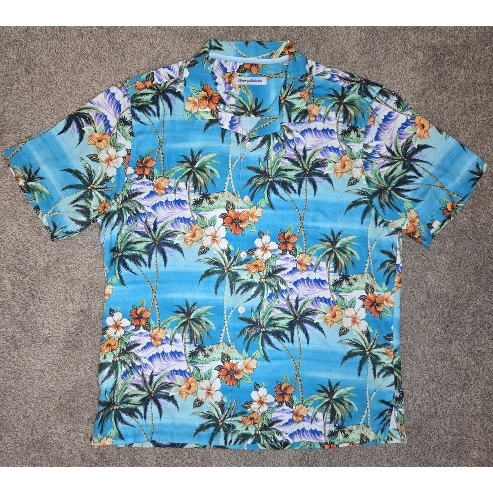 Tommy Bahama Hawaian Shirt Men's Large Multicolor Floral Short Sleeve Casual - Picture 1 of 3